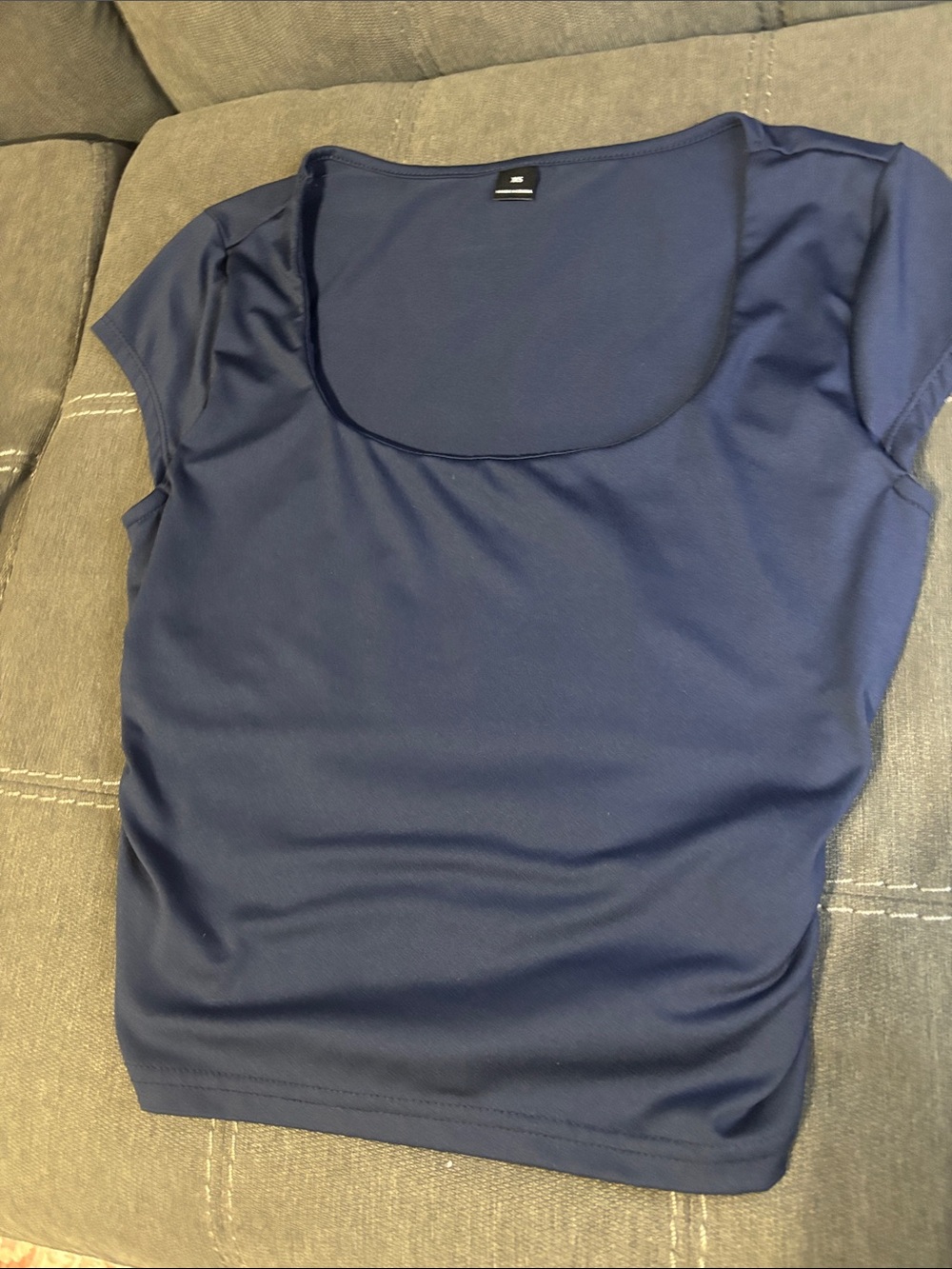 SHEIN Navy Scoop Neck Cap Sleeve Crop Top